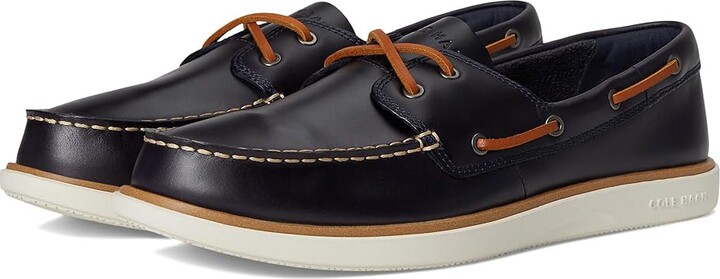 Cole Haan Grand Crosscourt Boat Shoe Men's Lace-up Boots Navy Blazer/British Tan/Ivory : 9 D - Medium, Leather