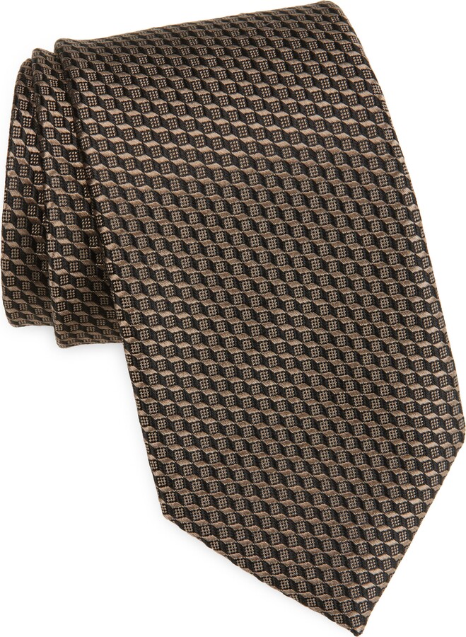 Tom Ford Geo Jacquard Mulberry Silk Tie