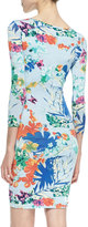 Thumbnail for your product : T-Bags 2073 T Bags 3/4-Sleeve Floral-Print Sheath Dress, Blue