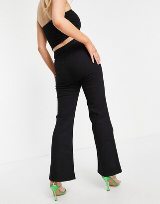 ASOS Petite DESIGN Petite high rise 'Y2K' stretch flare jeans in black