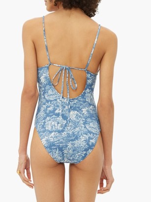Belize - Joan Tie-back Tropical-print Swimsuit - Blue Print