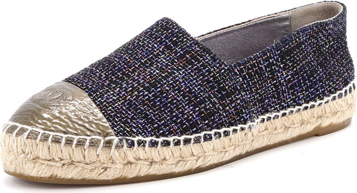 Chanel Women's CC Cap Toe Espadrilles Tweed with Leather