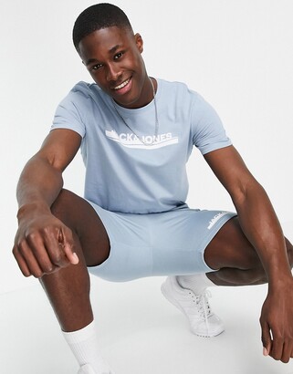 Jack and Jones t-shirt and short set in blue - ShopStyle