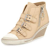 Thumbnail for your product : Ash Gin Bis Buckled Leather Wedge Sneaker