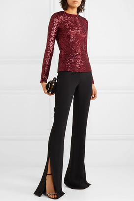 Naeem Khan Sequined Tulle Top - Red