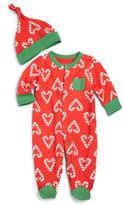 Thumbnail for your product : Offspring Infant Girl's Candy Cane Two-Piece Footie & Hat Set