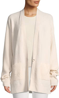Loro Piana Chevron-Knit One-Button Oversized Cashmere Cardigan
