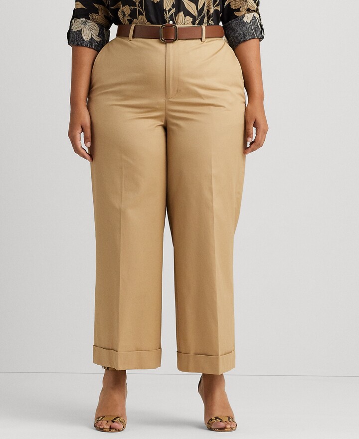Lauren Ralph Lauren Women's Stretch Cotton Cargo Pants (22W, Beige