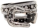 Thumbnail for your product : Veronica Beard 35mm Flower Crystals Leather Belt