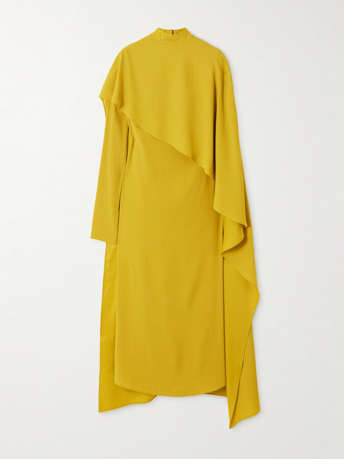 Taller Marmo Carrington Cape-effect Crepe Midi Dress - Yellow