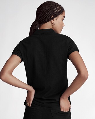 Polo Ralph Lauren Women's Black Short Sleeve Tops - Slim Fit Stretch Polo Shirt