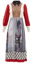 Thumbnail for your product : Undercover Printed Crepe And Mohair-blend Midi Dress - Red Multi