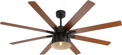 Ebern Designs 66 Inch Ceiling Fan With 6 Speed Wind 8 Dual Colors Blades Remote Control Reversible DC Motor With Light