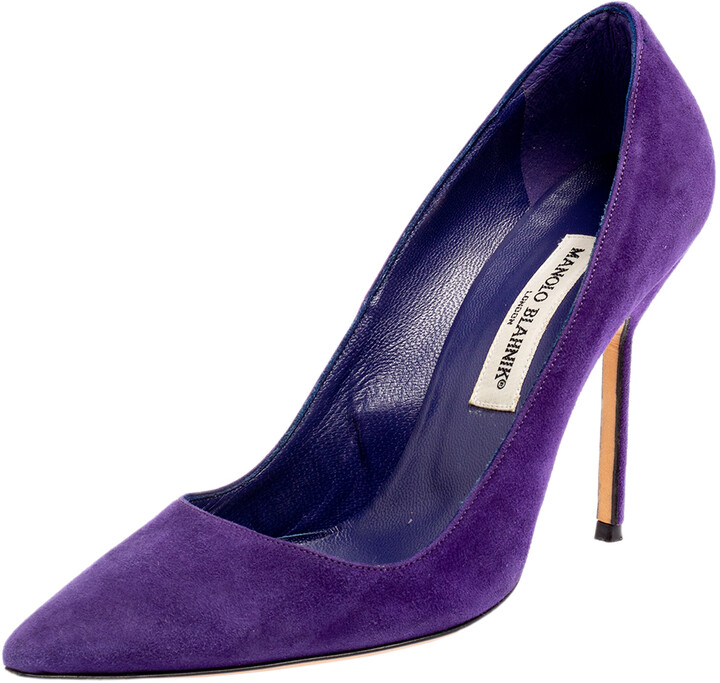 plum suede pumps
