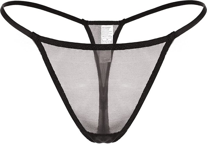 Oyolan Womens Mesh See-Through Mini G-String Thong T-Back Tie Side High Cut Panty Bikini Underwear 