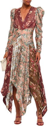 Zimmermann Asymmetric Floral-print Voile And Silk-blend Twill Dress