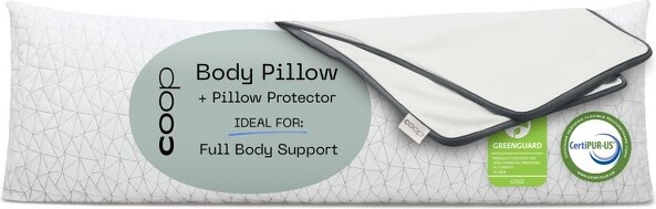 Coop Home Goods CoopHomeGoods20”x54"AdjustableMemoryFoamBodyPillow-GREENGUARDGoldCertified-LulltraWashableCover-White