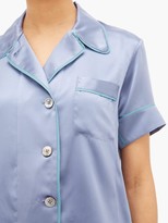 Thumbnail for your product : Araks Shelby Piped Silk Pyjama Shirt - Blue
