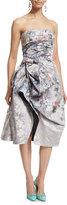 Thumbnail for your product : Oscar de la Renta Strapless Floral-Print Cocktail Dress, Pale Lilac