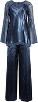 Thumbnail for your product : Komarov Two-Piece Charmeuse & Chiffon Tiered Long Sleeve Tunic & Pants Set