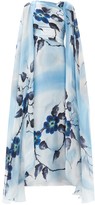 Thumbnail for your product : Rodarte Hand-painted Floral Silk Gown - Blue Print