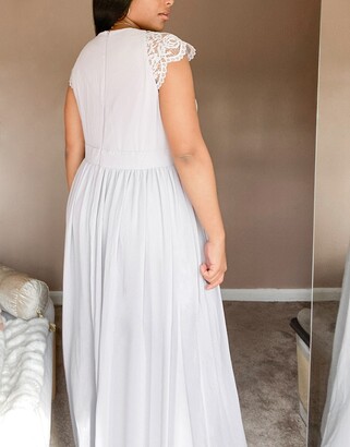TFNC Plus lace plunge maxi dress with scalloped back
