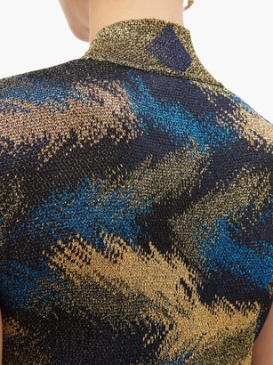 Missoni High-neck Metallic Jacquard-knit Dress - Navy Gold