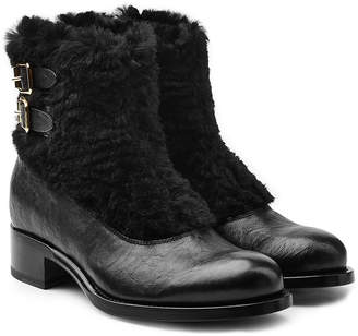 Rupert Sanderson Leather Ankle Boots with Fur
