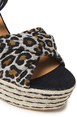 Castaner Cotton And Linen-blend Leopard-jacquard And Canvas Wedge Espadrille Sandals