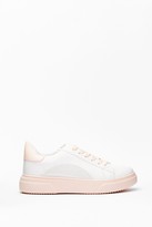 Thumbnail for your product : Nasty Gal Womens Run This Town Faux Leather Two-Tone Trainers - Beige - 3