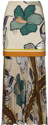 Silvia Tcherassi Layered Floral-Print Maxi Skirt