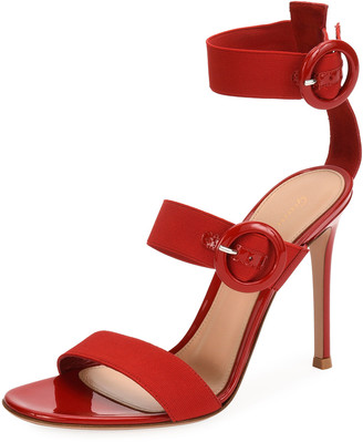 red three strap heels