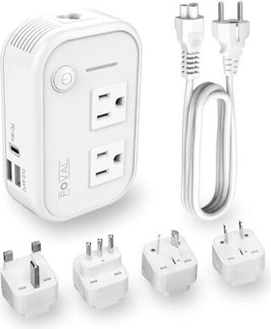 miqpower Step Down Power Converter - FOVAL 230W Travel Voltage Converter 220V to 110V International Power Adapter with [Upgraded 18W PD USB-C] 3 USB Ports 2...