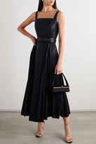 Thumbnail for your product : Emilia Wickstead Ingrid Pleated Metallic Coated-jersey Midi Dress - Black