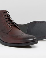 Thumbnail for your product : Lambretta Brogue Boots In Burgundy Leather