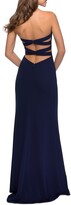 Thumbnail for your product : La Femme Strapless Double Cross Back Gown