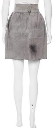 Fendi Wool-Blend Raw-Edge Skirt