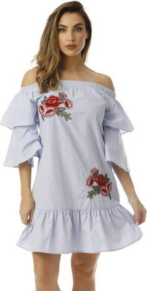 Cocoon CocoomBellSleeveDresswithFloralEmbroidery