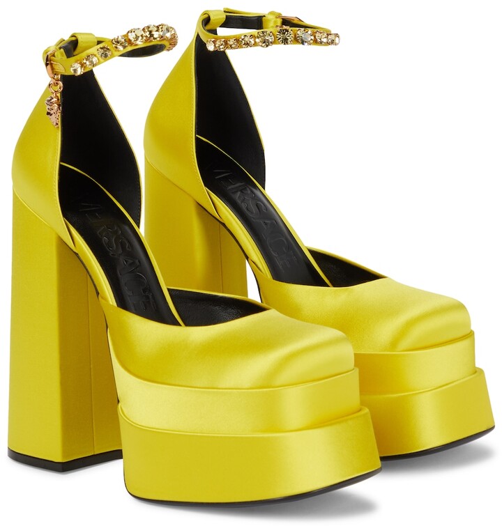 yellow open toe heels