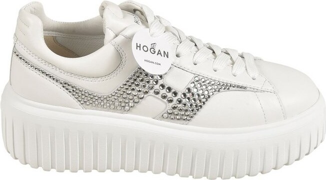 Hogan H-Stripes Embellished Lace-Up Sneakers