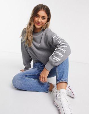 Hollister crew neck sweater in gray