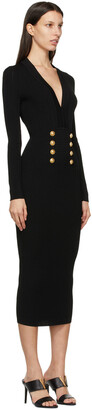 Balmain Black V-Neck 8-Button Dress