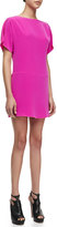 Thumbnail for your product : Milly Boat-Neck Silk Shift Dress, Shocking Pink