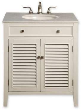 Bed Bath & Beyond Hampton 30-Inch Single Vanity with Marble Top in White