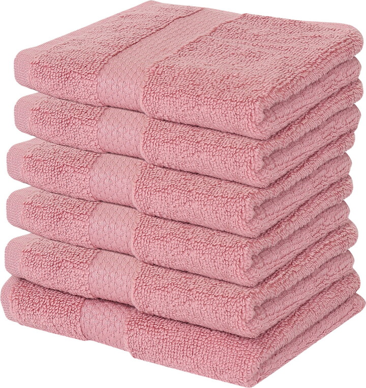 Better Trends Washcloths For Body And Face, 100% Cotton, Soft, Absorbent, Zero Twist Cotton Baby Wash Cloth, Shower, Travel, Pink Small Towel, 12"X12", 6 Pack