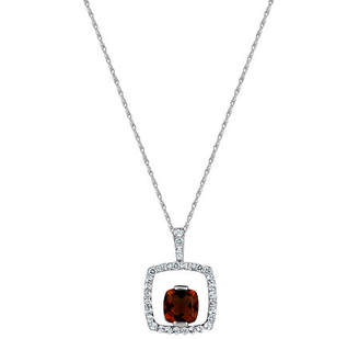 Fine Jewelry Womens Genuine Red Garnet Sterling Silver Pendant Necklace Family