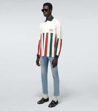 Gucci Web striped long-sleeved polo shirt