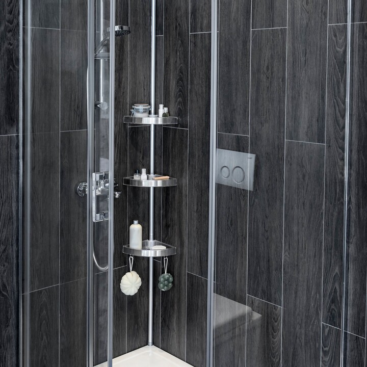 Dunelm Floor to Ceiling Corner Shelving Unit Silver ShopStyle Bath