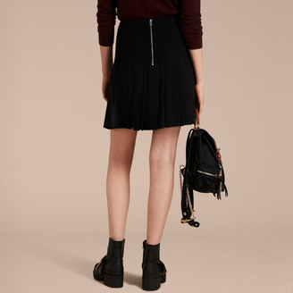 Burberry Two-tone Satin Pleated Skirt
