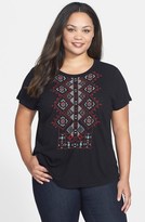 Thumbnail for your product : Lucky Brand Diamond Embroidered Tee (Plus Size)